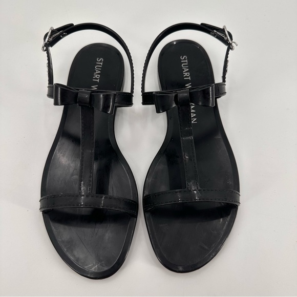 Stuart Weitzman Mellie Black Jelly Bow Thong Sandals Size 9 - Picture 3 of 5